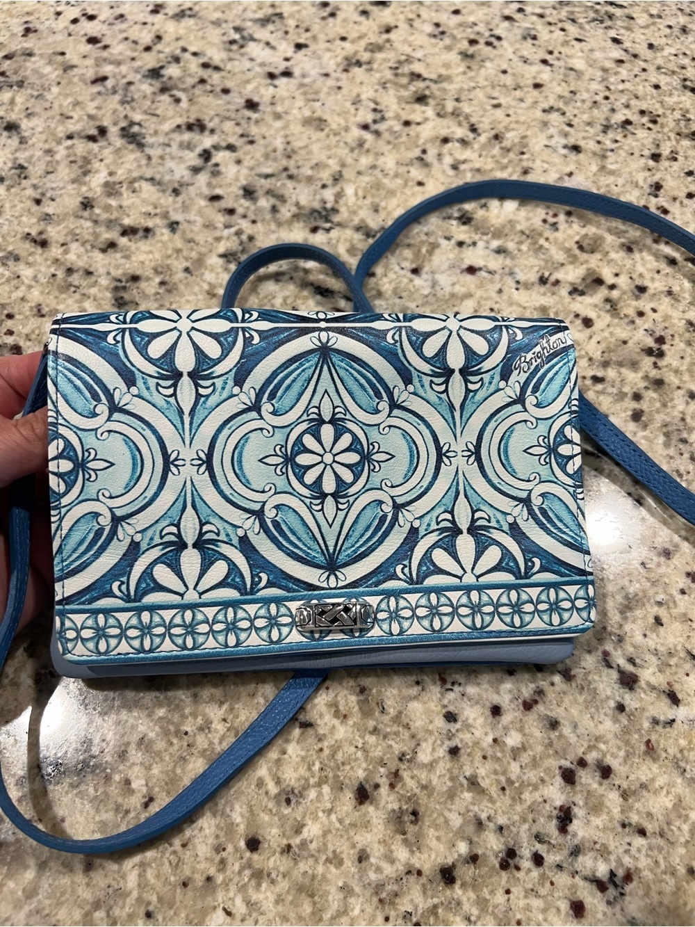 Brighton Blue Tile-Print Crossbody Bag
